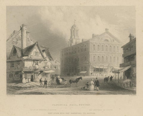 Antique Print of Faneuil Hall in Boston, circa 1860, view 3