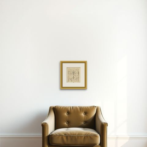 Pl. 1 Antique Print of Egyptian Decorative Objects by Racinet, 'circa 1880', shown framed on a wall, true to size