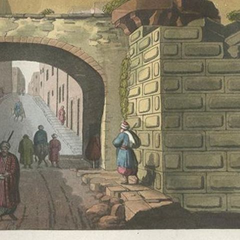 Antique Print of Ruins of the Antonia Tower by Ferrario '1831', close-up 1