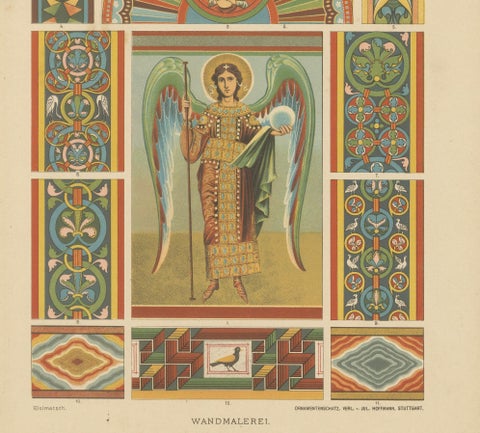 Romanesque Manuscript and Mural Art from Ornamentenschatz, 1887, close-up 1