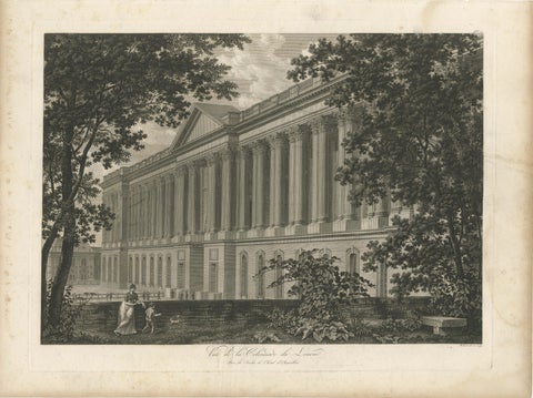 Antique Louvre Paris Colonnade Architectural Engraving, French Neoclassical 1803, view 2
