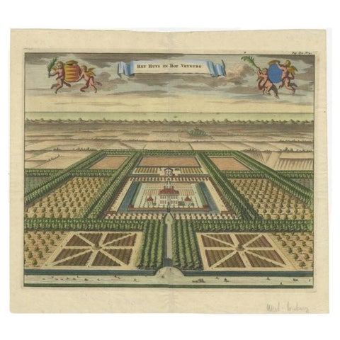Old Print of the West-Souburg Estate, Vlissingen, in the Dutch Province Zeeland, view 2