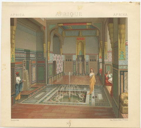 Cairo Summer Salon Interior, Egypt 1888, Racinet Afrique Print, view 2