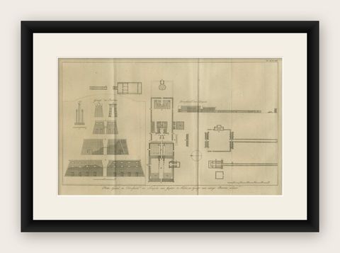 Temple of Jupiter in Thebes, Floor Plan and Gate Elevations, circa 1710, shown framed