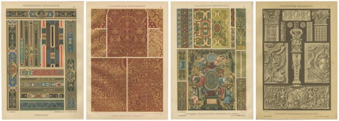 Set of 4 French Renaissance Prints by H. Dolmetsch from Ornamentenschatz, 1887, view 6