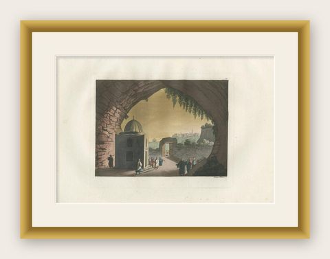 Antique Print of the Tomb of Jeremiah by Ferrario '1831', shown framed