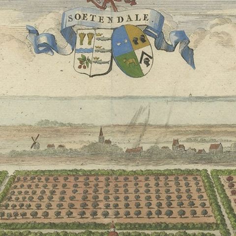 Print of the Soetendale Estate, Between Grijps and Serooskerke in Zeeland, 1696, close-up 2