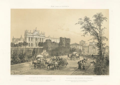 Basilica of San Giovanni in Laterano, Rome, Benoist 1869 Lithograph, close-up 1