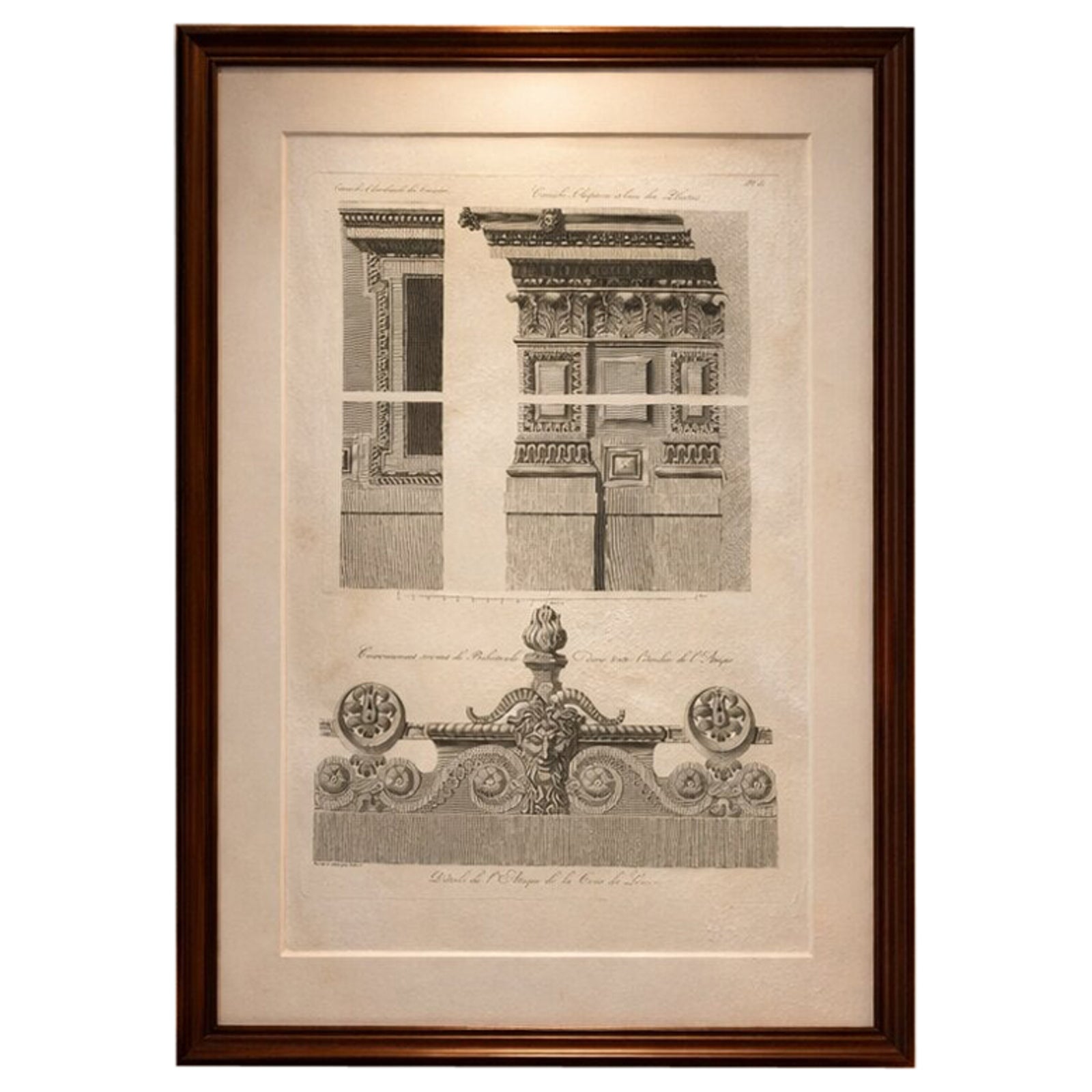 Antique Louvre Architectural Ornament Engraving, French Neoclassical, 1803