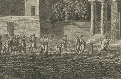 Set of Two Ancient Greek Temple Views, Parthenon and Theseion, Tardieu, 1825, close-up 1