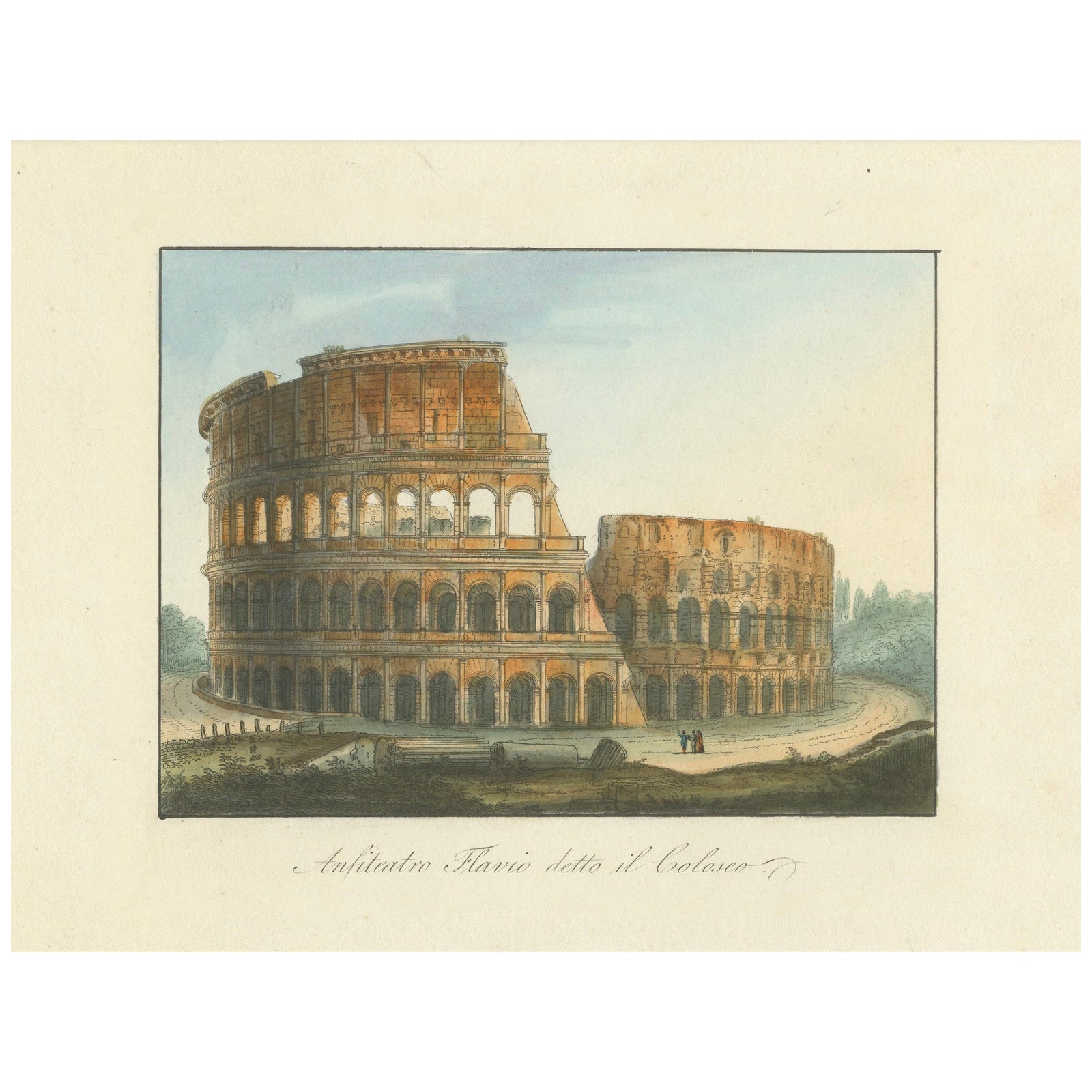 Anfiteatro Flavio detto il Colosseo, Antique View of the Colosseum, ca.1840