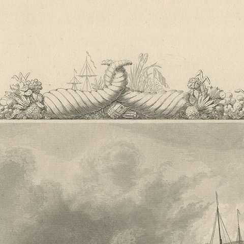 Antique Print of the Custom House by Tombleson, circa 1834, close-up 1