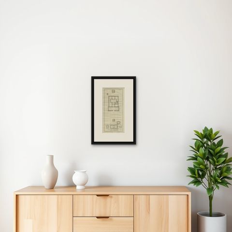 Ancient Temple Plans at Amara and Tentyra, Egyptian Architecture c.1710, shown framed on a wall, true to size