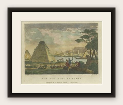 Giza Pyramids and Sphinx Engraved: An 18th-Century Egyptian Vista, 1782, shown framed
