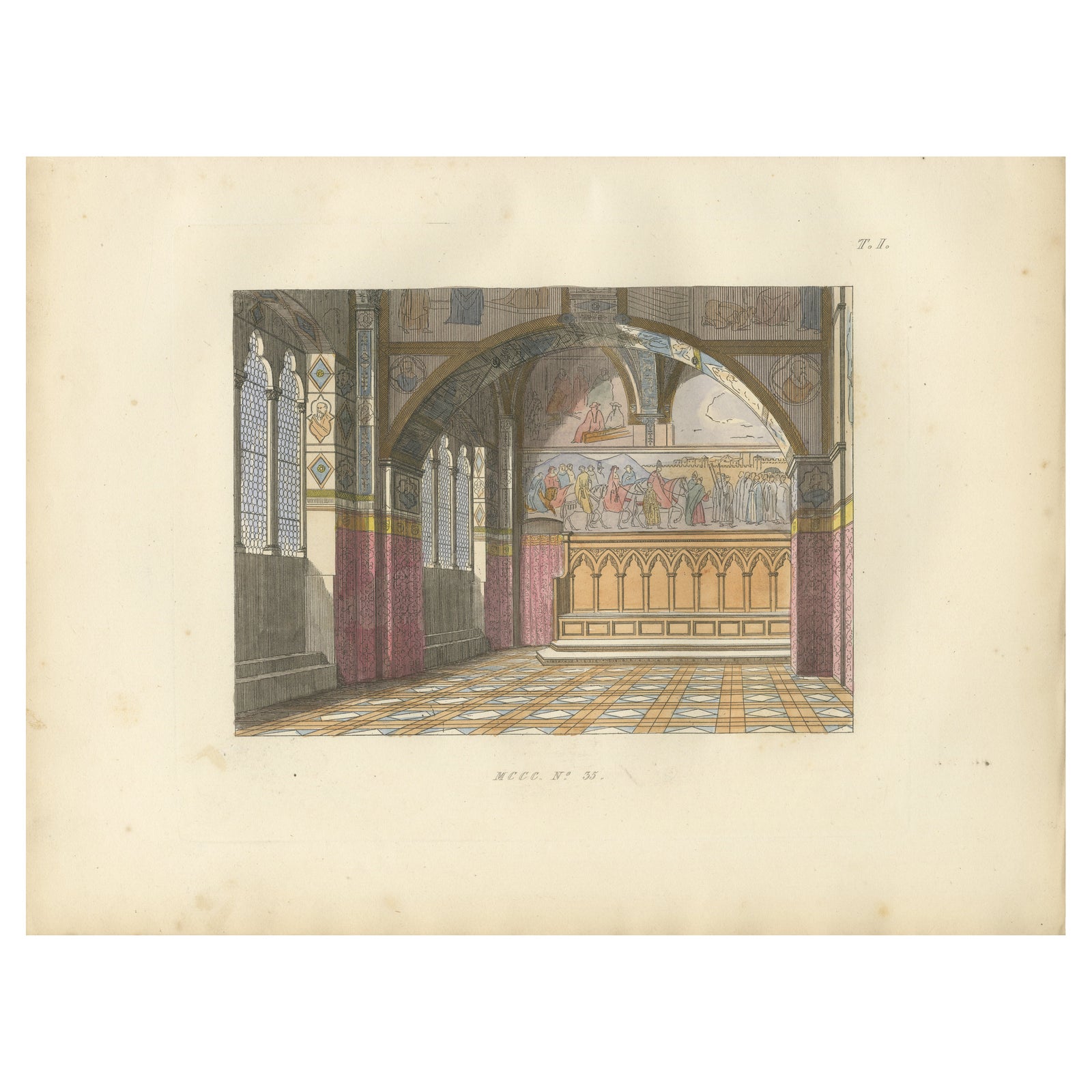 Tribunal di Balia Interior with Gothic Vaulting and Frescoed Wall Frieze, 1845