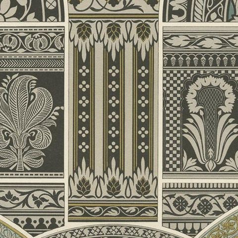Pl. 16 Antique Print of Indian Ornaments by Racinet, circa 1890, close-up 1