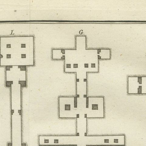 Tomb Layouts of Kings at Thebes with Path to Chamber X, Egypt Engraving, 1776, close-up 4