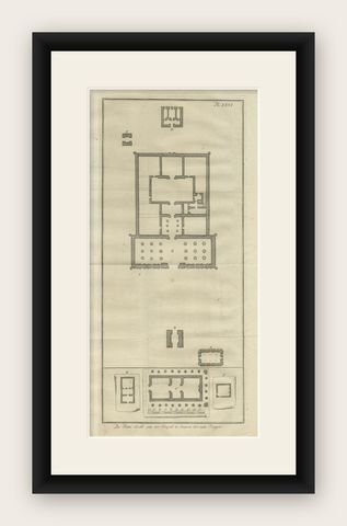 Ancient Temple Plans at Amara and Tentyra, Egyptian Architecture c.1710, shown framed