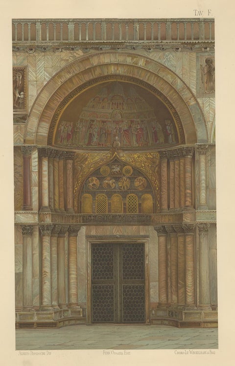 Antique Print of the Portal of Sant'Alipio of the Basilica of San Marco, view 2