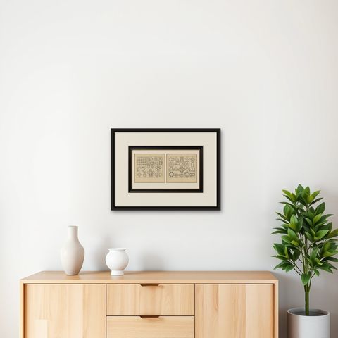 Pair of Serlio Architectural Plan Engravings, Neoclassical, c.1721, shown framed on a wall, true to size