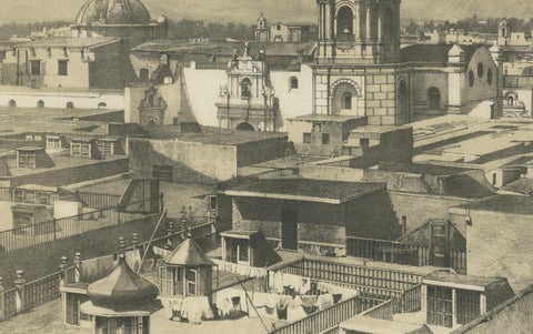 Santo Domingo Tower Lima Peru, Antique Lithograph c.1865, close-up 4