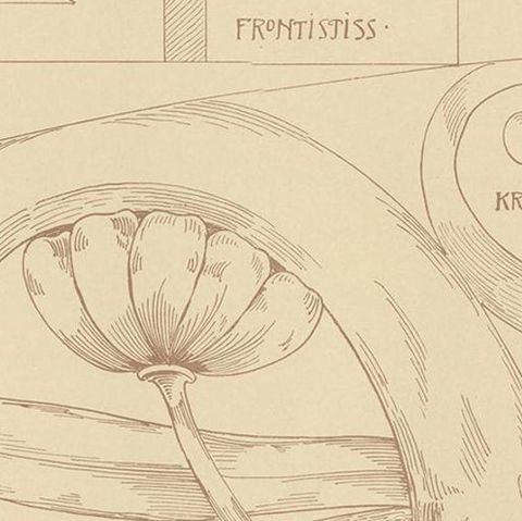 Pl. 71 Antique Print of Furniture Details by Kramer, circa 1910, close-up 2
