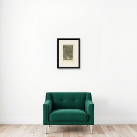 Antique Print of the Interior of the 'Nieuwezijds Kapel' by Goeree, 1765, shown framed on a wall, true to size