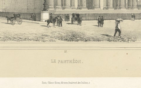 Decorative Engraved Panthéon Paris in the 1800s by Bry & Benoist, close-up 2