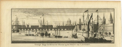 Antique Print with Views of the London Bridge and Westminster Bridge, 1754, view 3