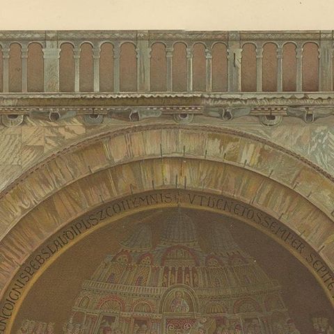 Antique Print of the Portal of Sant'Alipio of the Basilica of San Marco, close-up 1