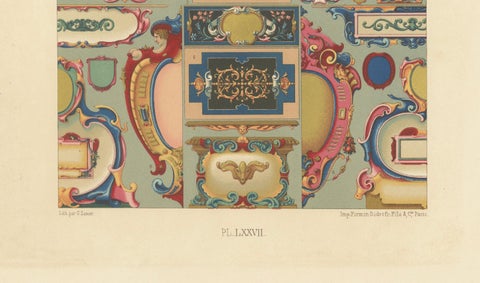 17th Century French Cartouches, Ornamental Baroque Frames, Plate LXXVII, 1869, close-up 1