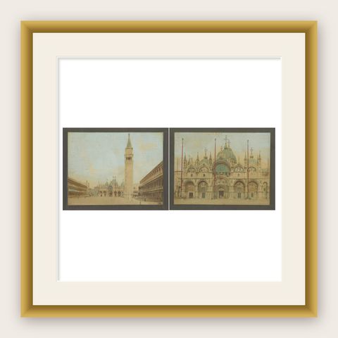Hand-Colored Photographs of Piazza San Marco & St Mark’s Basilica, Venice, 1870, shown framed