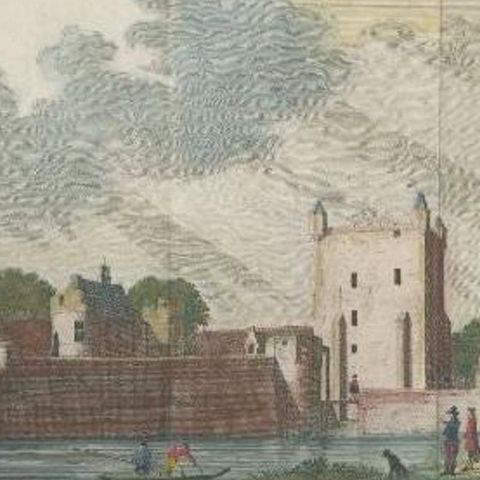 Antique Print of Castle Batestein in Vianen, the Netherlands, 1749, close-up 2