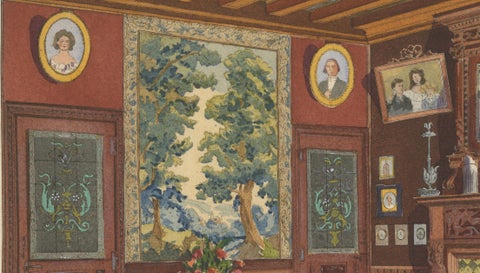 French Art Nouveau Interior Study with Delft Faience Collection, c.1900, close-up 6