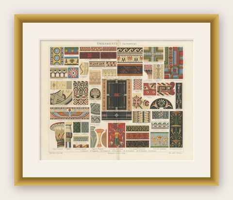 Set of Four Antique Prints of various Ornaments by Meyer 'circa 1897', shown framed
