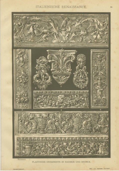 Set of Four Italian Renaissance Decorative Prints by H. Dolmetsch, 1887, view 4