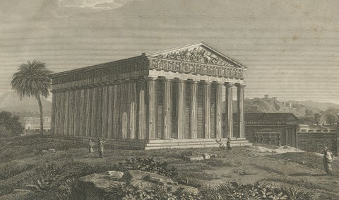 Set of Two Ancient Greek Temple Views, Parthenon and Theseion, Tardieu, 1825, close-up 6