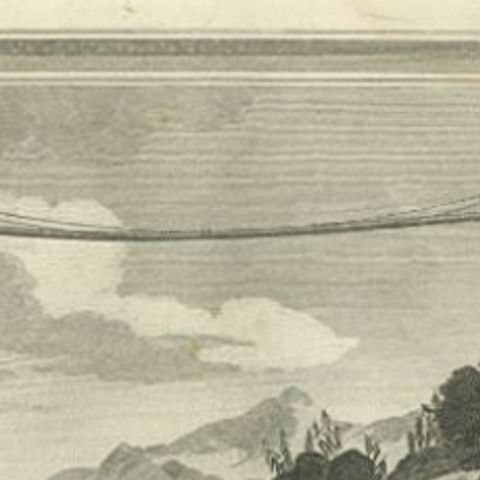 Antique Print of the Luding Bridge by Scott, c.1830, close-up 1