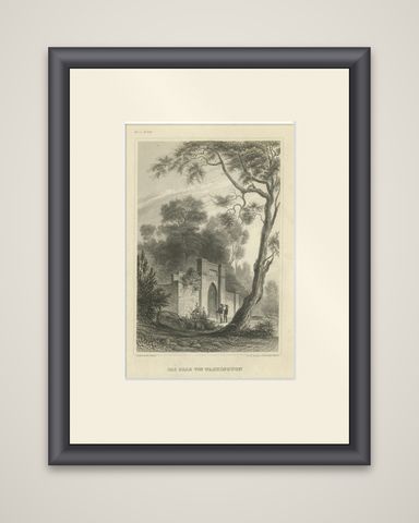 Washington's Tomb at Mount Vernon, Antique Americana Engraving, c.1850, shown framed