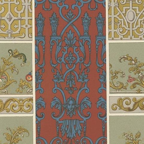 Pl. 78 Antique Print of XVIIth Century Ornaments by Racinet (c.1890), close-up 1