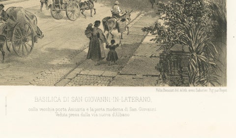 Basilica of San Giovanni in Laterano, Rome, Benoist 1869 Lithograph, close-up 6