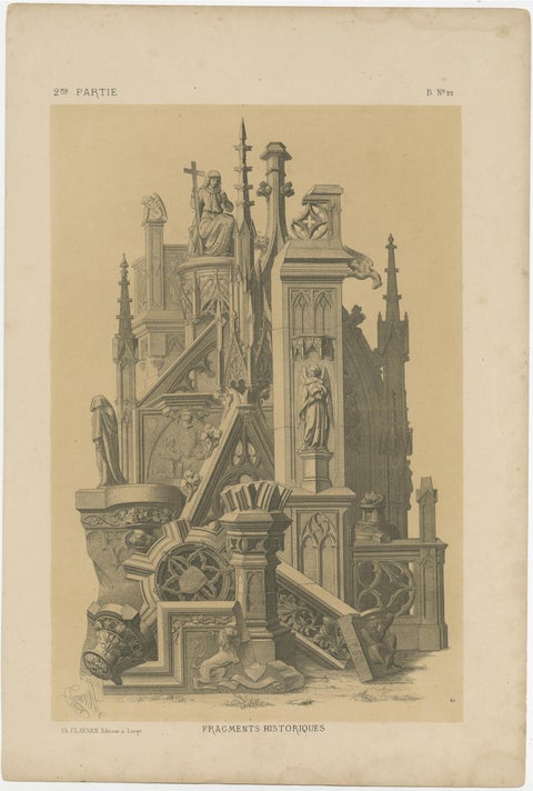 Set of 5 Antique Prints Depicting Various Ornaments by Claesen, circa 1866, view 4