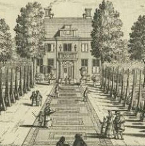 Antique Print of the 'Nieuwerhoek' Estate by Stoopendaal, 1719, close-up 2