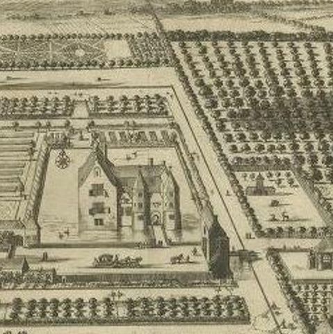 Antique Print of the Popkensburg Estate by Smallegange, 1696, close-up 2