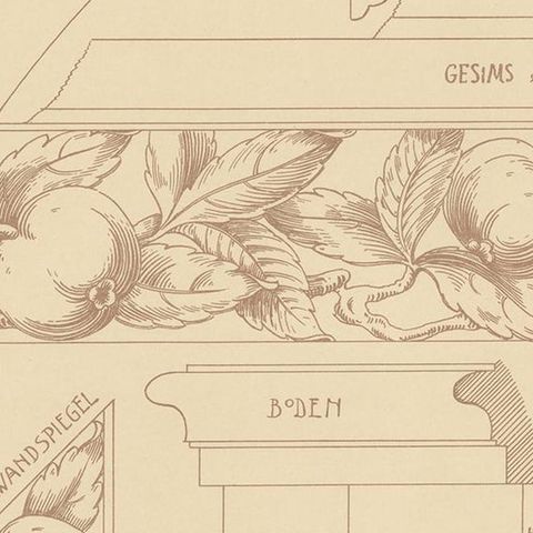 Pl. 74 Antique Print of Furniture Details by Kramer, circa 1910, close-up 2