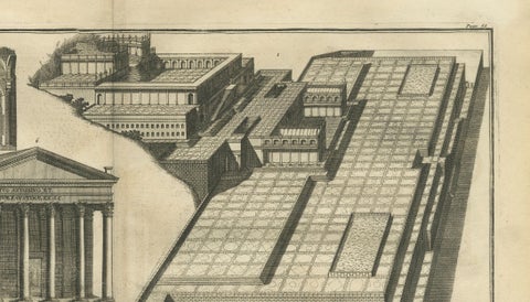 Antique Roman Temple Architecture & Archaeological Plan, Montfaucon, 1721, close-up 4