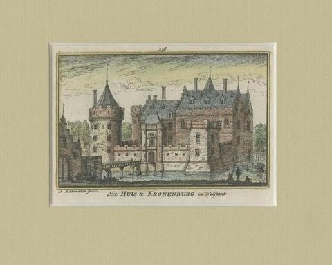 Old Print of Kronenburg Castle Near Loenen, Utrecht, Holland, 1730, close-up 1