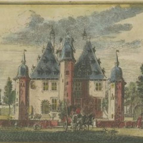Antique Print of 'Huis Te Voorn', a Castle in De Meern, the Netherlands, close-up 2