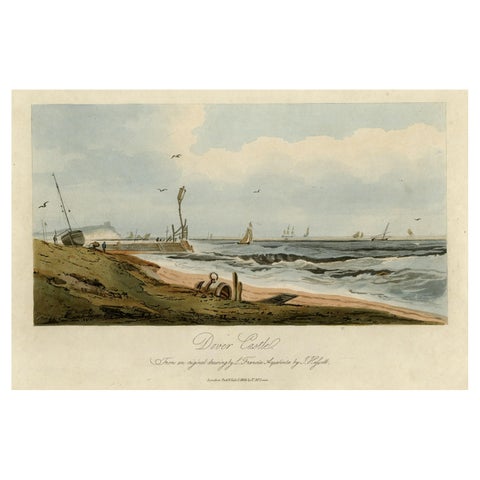 View of Dover Castle Atop the Cliffs in the Background, England, 1818