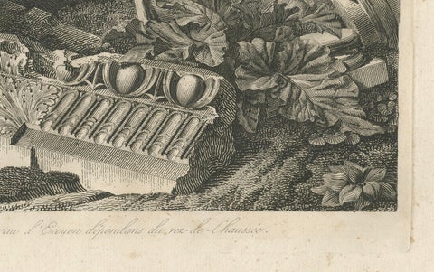 Architectural Fragments of Écouen Castle, Engraving by Baltard, c.1800, close-up 5
